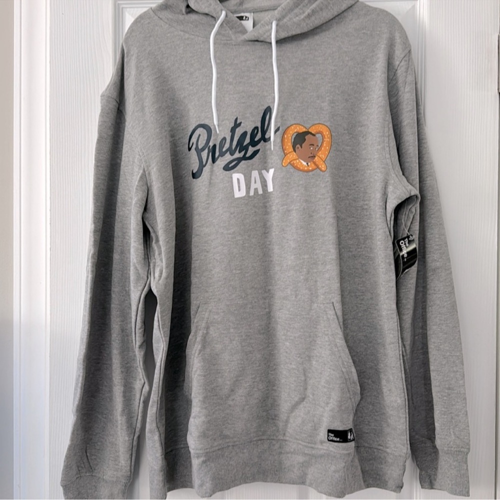 The Office Stanley Hudson Pretzel Day Pullover Hooded Sweatshirt Large